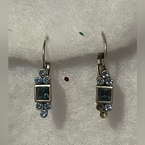 Blue square dangle earrings